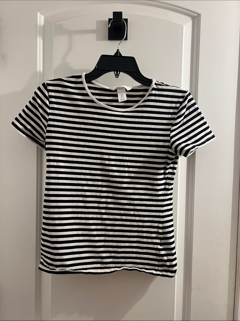 H&M Black and White Striped Short Sleeve Tee